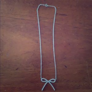 Rhodium plated CZ Bow necklace